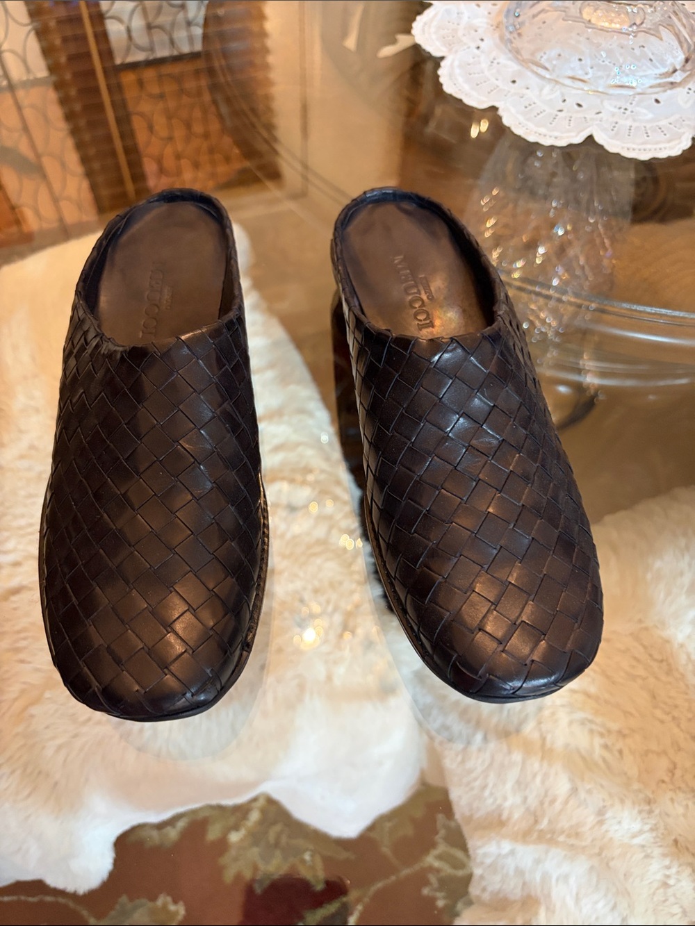 Men's Woven Leather Slip-On Loafers - Black